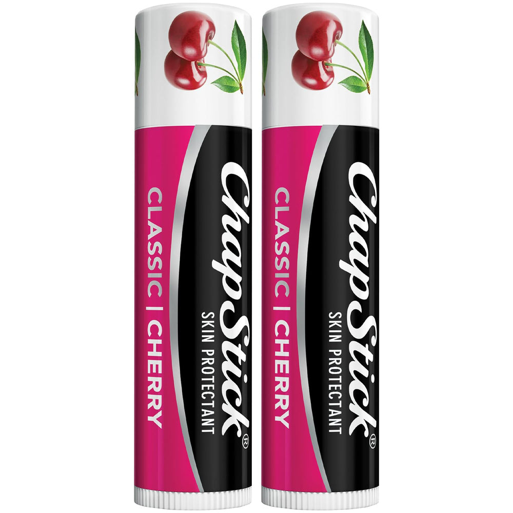 ChapStick Classic Cereza bálsamo labial 2-pack en estuche, hidratación diaria.