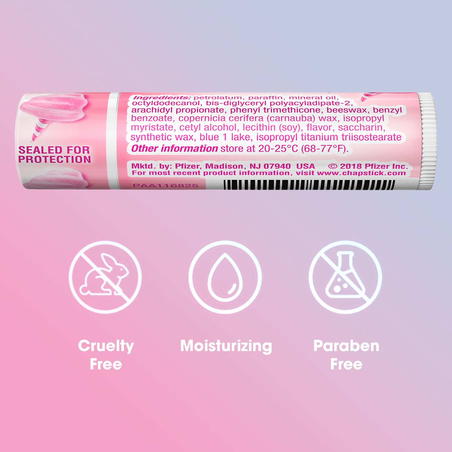 ChapStick algodón de azúcar, ideal para uso diario en casa o fuera.