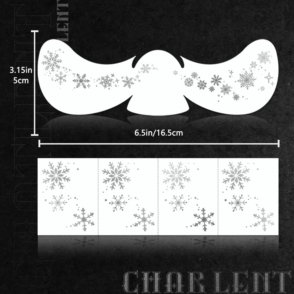 CHARLENT parches faciales plateados con copos de nieve para maquillaje duradero.
