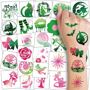Tatuajes CHARLENT brujas en escobas con brillos para fiestas