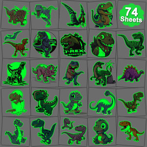 CHARLENT tatuajes dinosaurios brillantes de 74 hojas, ideales para fiestas infantiles.