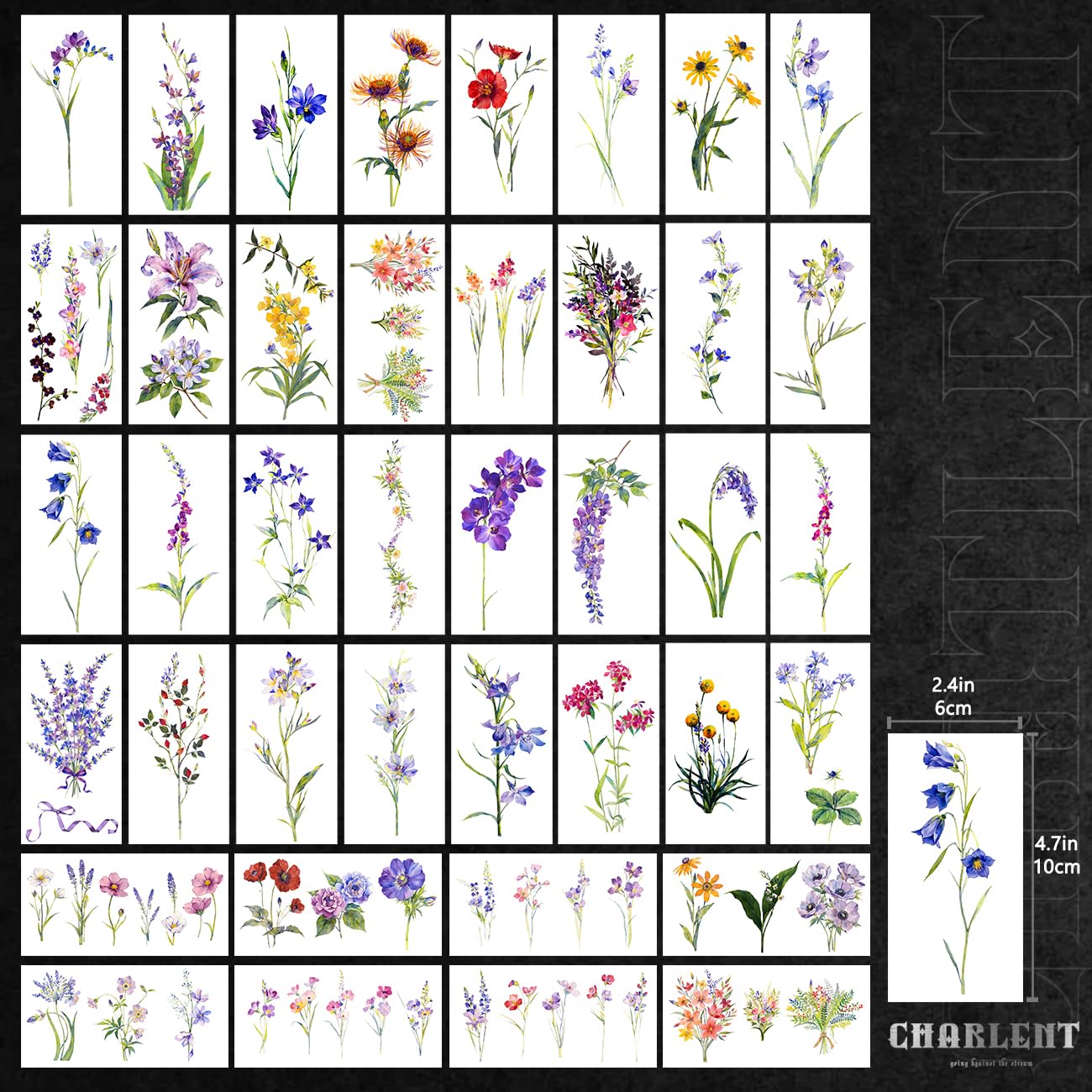 CHARLENT tatuajes lavanda acuarela: toque floral elegante para muñeca.