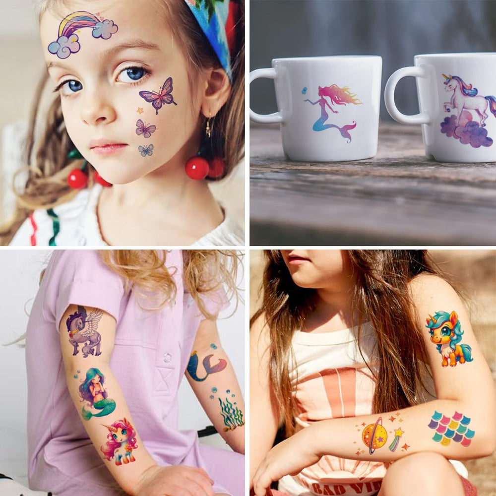 Tatuajes coloridos CHARLENT para bolsas de regalo en fiestas infantiles.