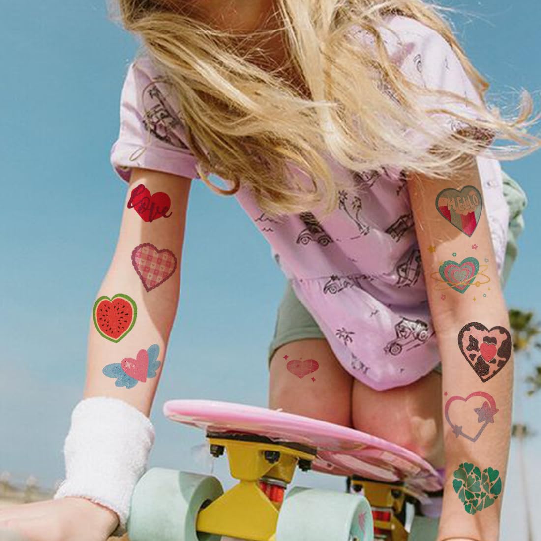 Tatuajes CHARLENT resistentes al agua, ideales para verano y juegos.