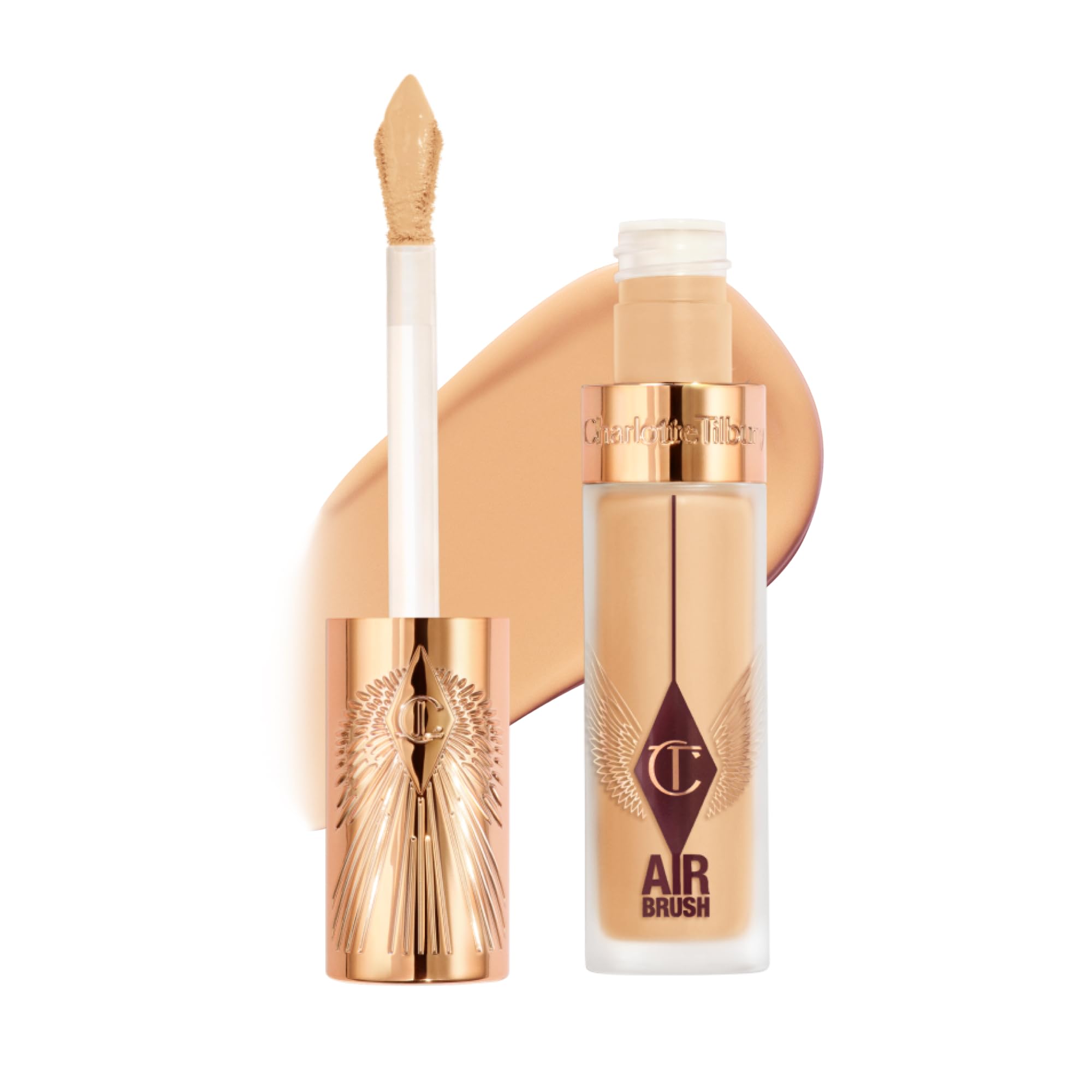 Charlotte Tilbury AIRbrush Flawless Blur Concealer, aplicador micro-dot para cobertura precisa.