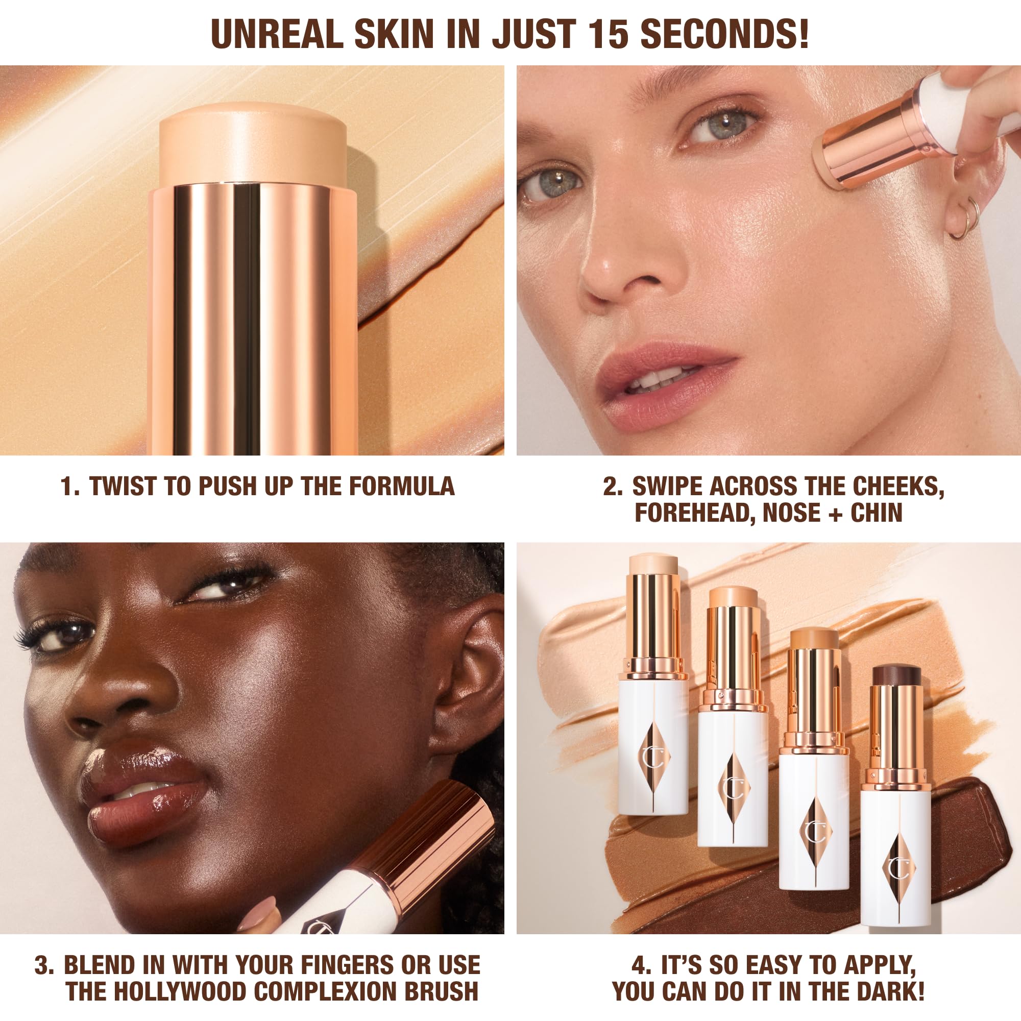 Charlotte Tilbury Unreal Skin Tint difumina imperfecciones para un rostro uniforme.