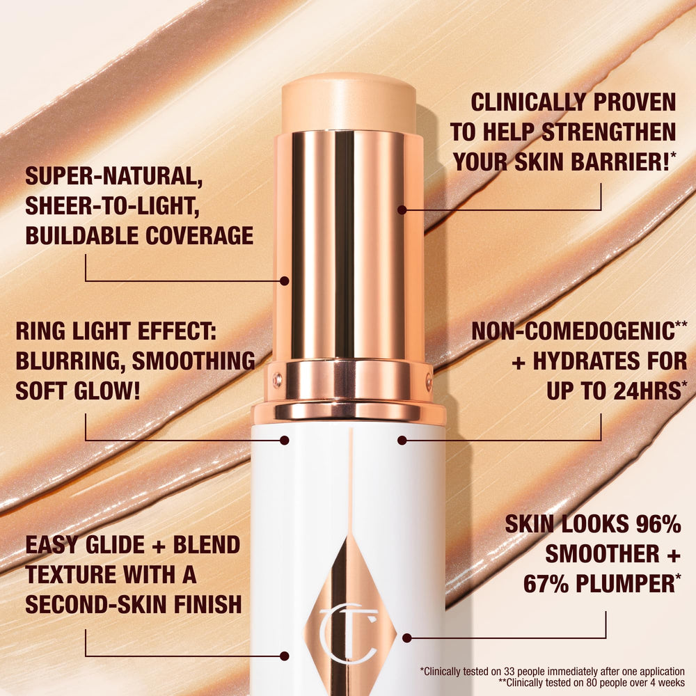 Charlotte Tilbury Unreal Skin Tint hidratación inmediata gracias a ácido hialurónico.