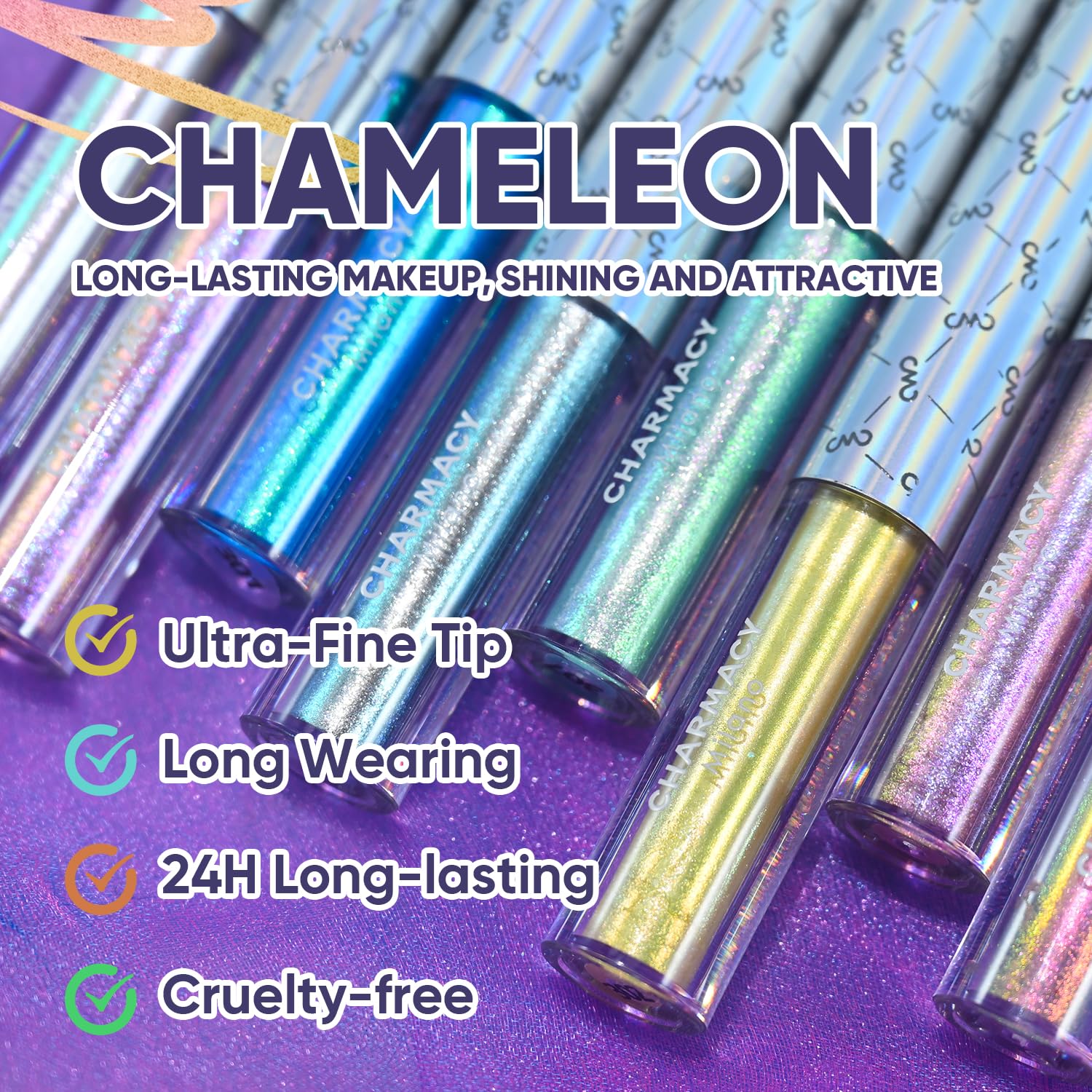 CHARMACY delineador líquido vegano y seguro para la piel.