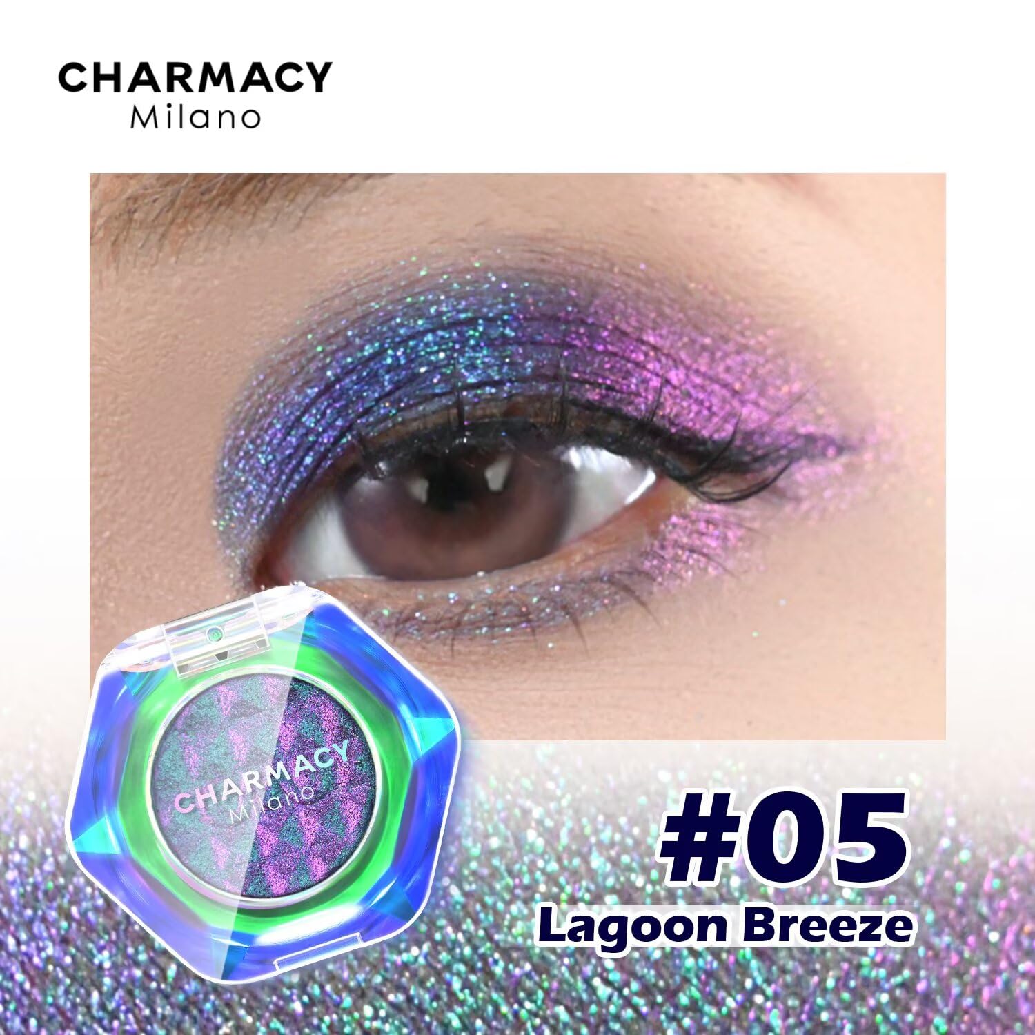 CHARMACY sombra duocroma con pigmentación intensa para un impacto duradero.