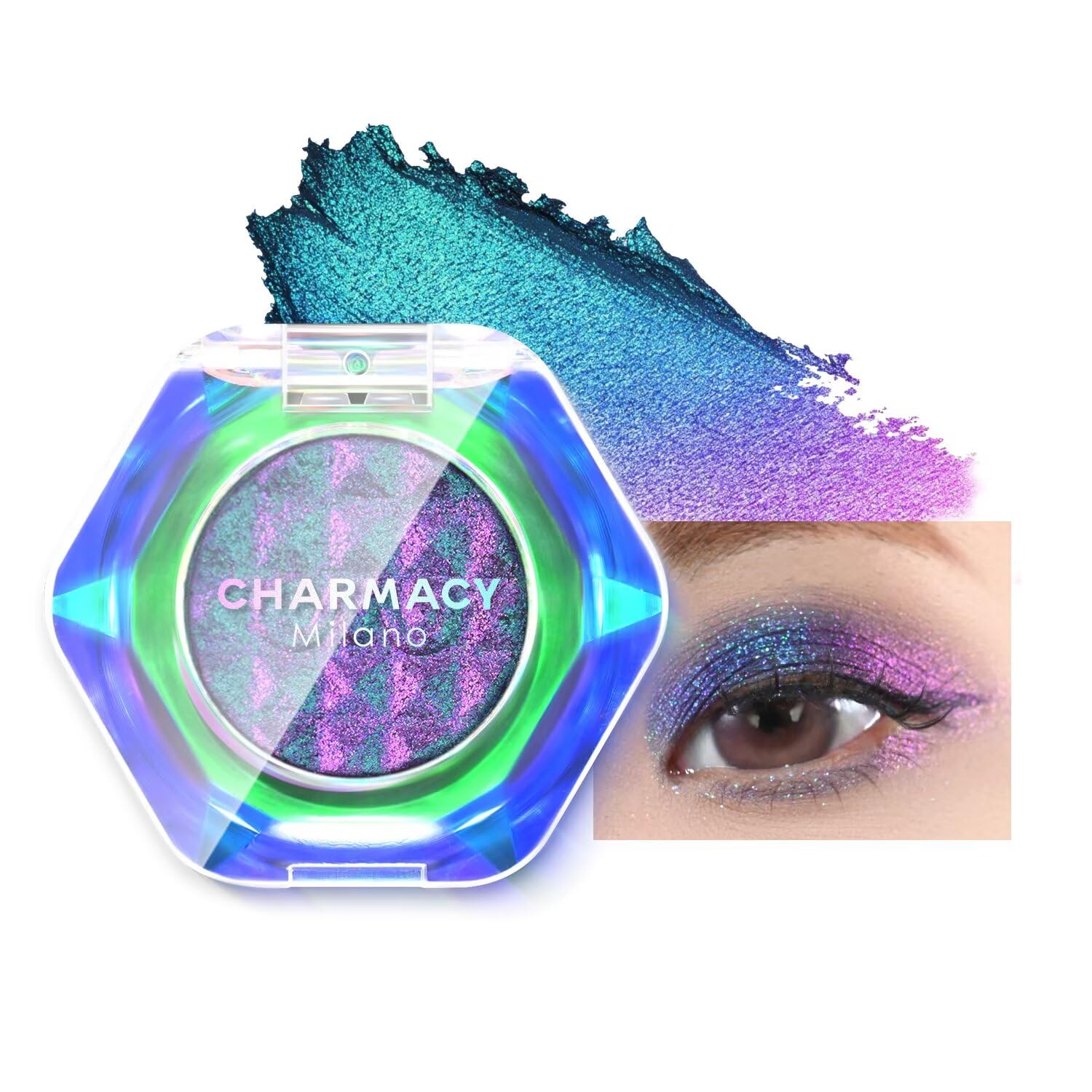 CHARMACY sombra multicromática con brillo, ideal para looks cambiantes.