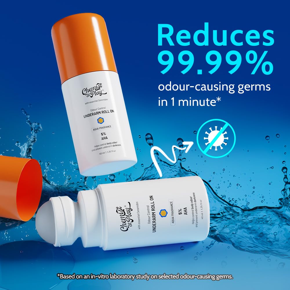 Chemist at Play UnderArm Roll-On, textura ligera que se absorbe rápido.