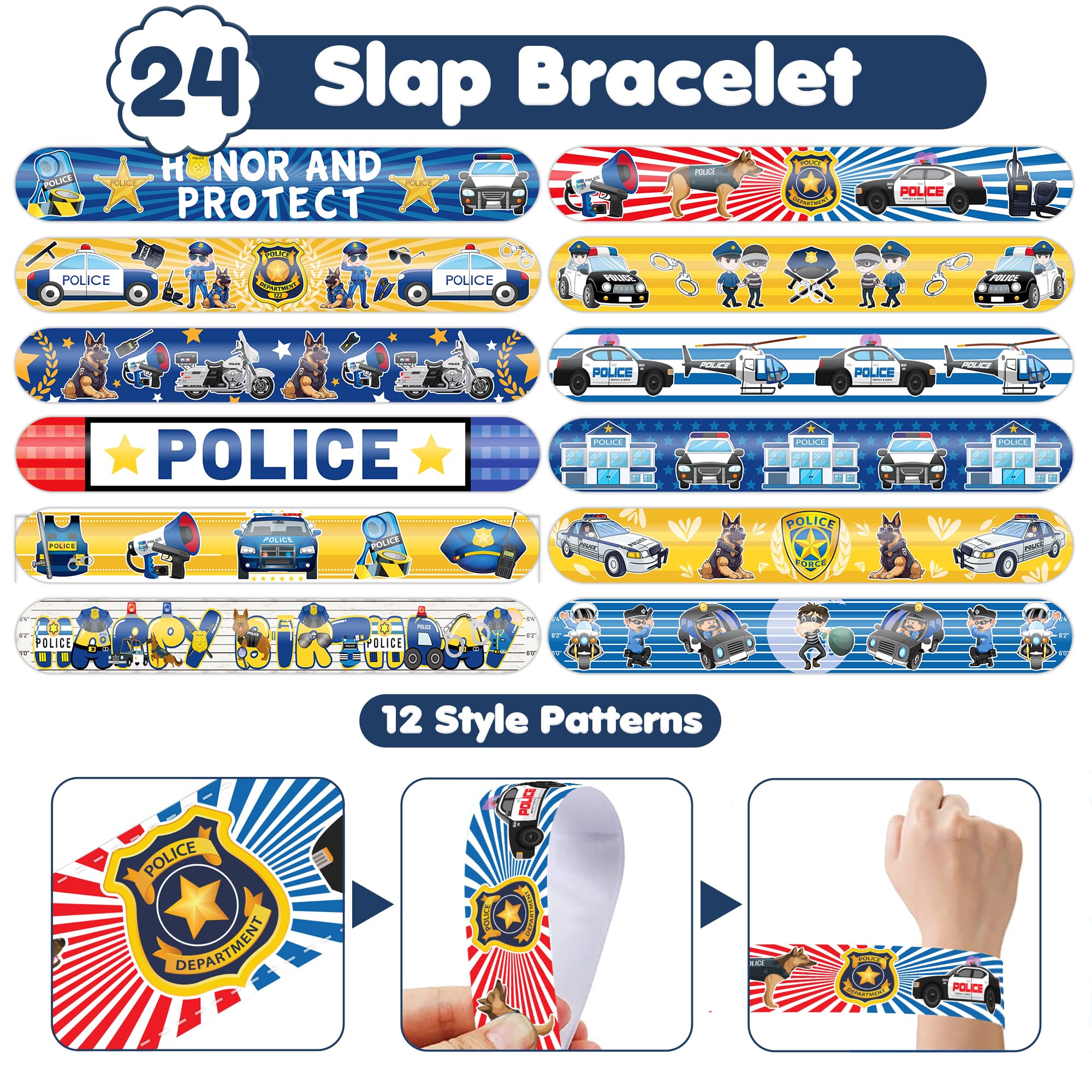 Cherisnowy pulseras policiales diseño suave sin bordes para niños.