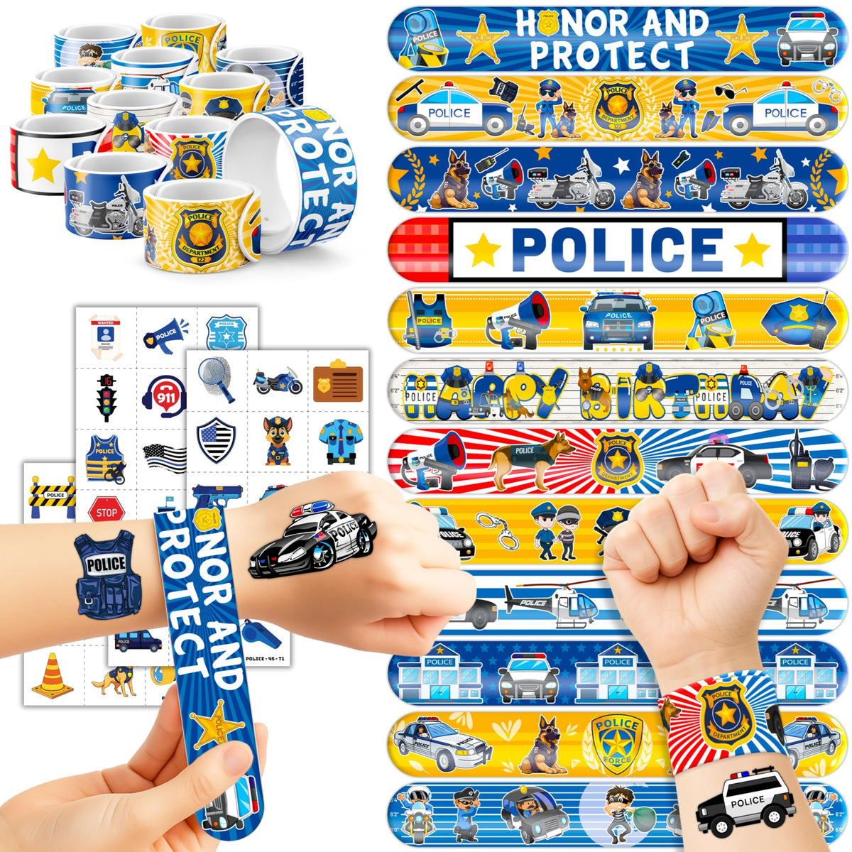 Cherisnowy tatuajes policiales 48 diseños vibrantes para fiestas infantiles.