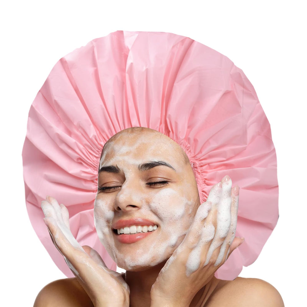 El capuchón CHFONG extra grande negro protege el cabello durante la ducha.