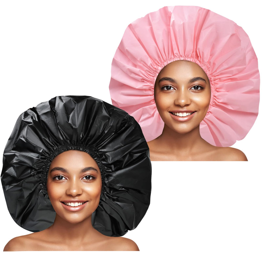 El capuchón CHFONG extra grande rosa protege el cabello durante la ducha.