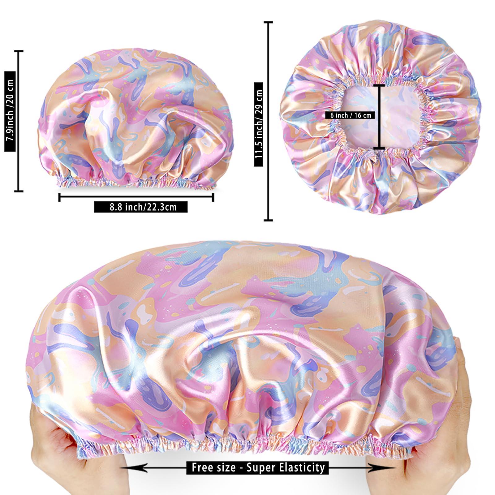 Gorra de baño CHFONG patrón sandía cómodo ajuste sin marcas elásticas