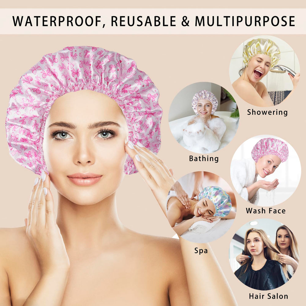 CHFONG gorro de ducha estampado azul; protege el cabello con estilo