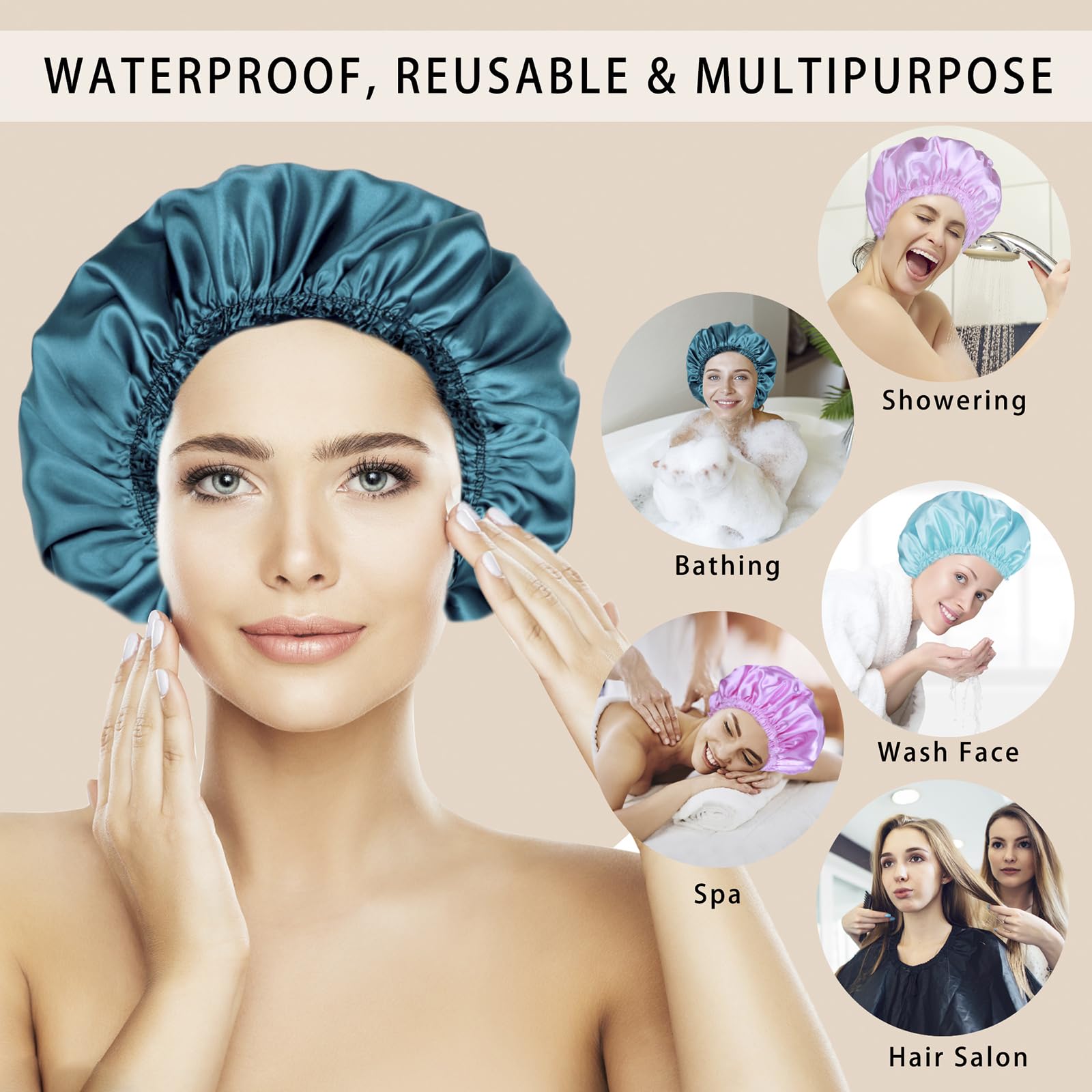 Gorro CHFONG de doble capa impermeable protege el cabello durante la ducha