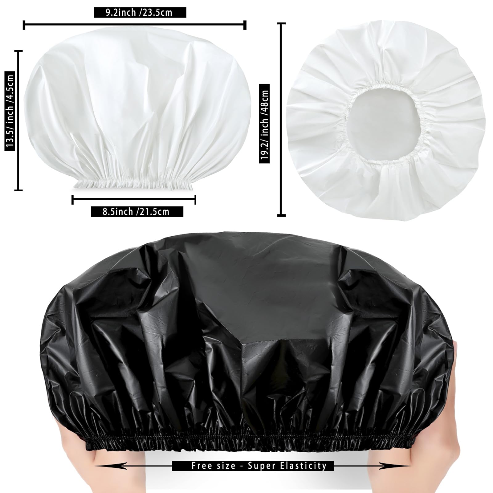 CHFONG gorro de ducha jumbo interior elástico: ajuste seguro para cabello grueso