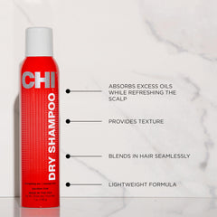CHI Dry Shampoo textura natural al aplicar se funde con el cabello.
