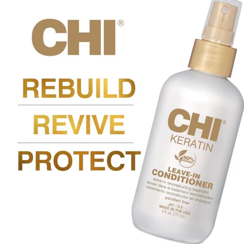 CHI Keratin sin enjuague, crema texturizada en envase, suavidad intensiva.