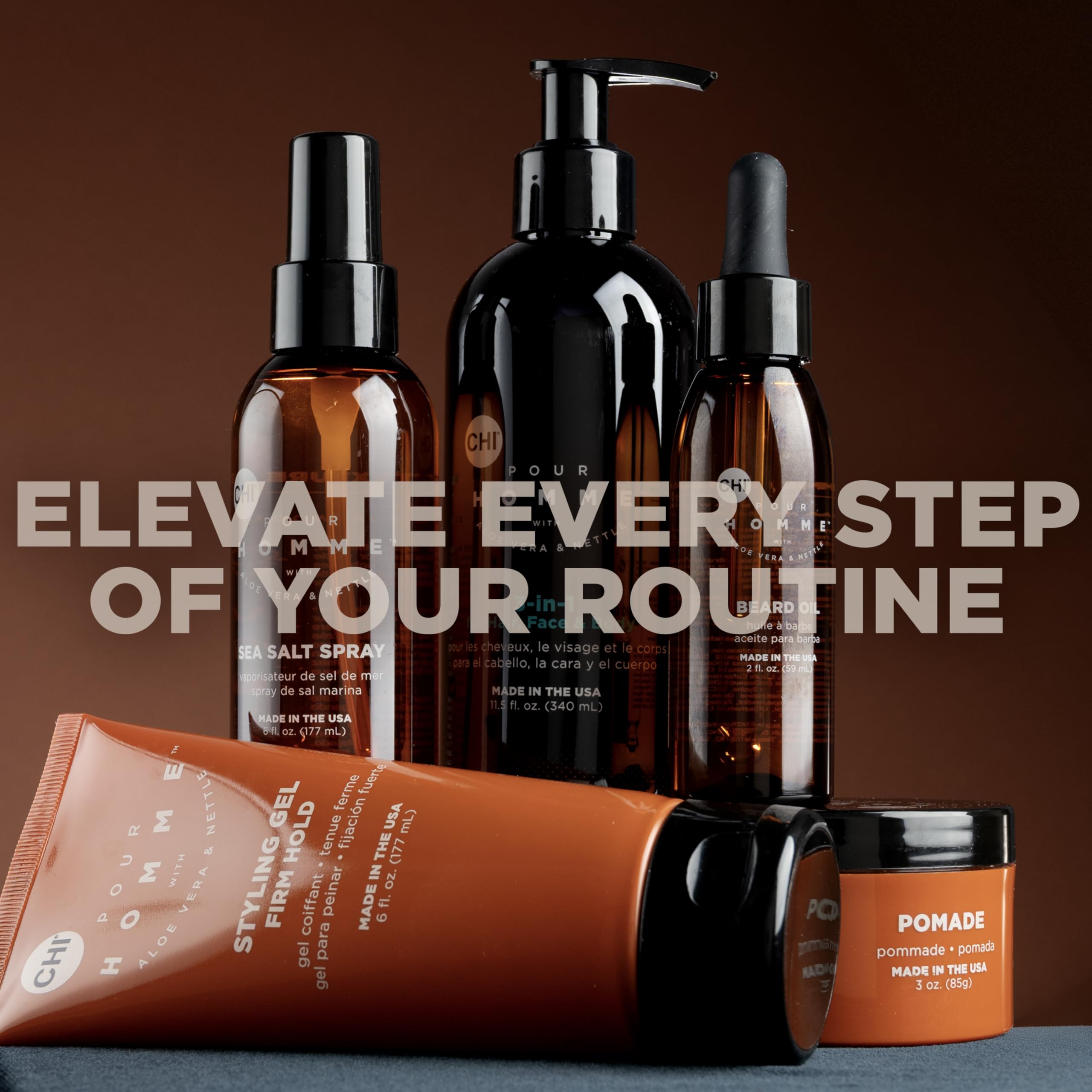 CHI Pour Homme: enriquecido con ProVitamin B5 y Vitamina E para salud capilar.