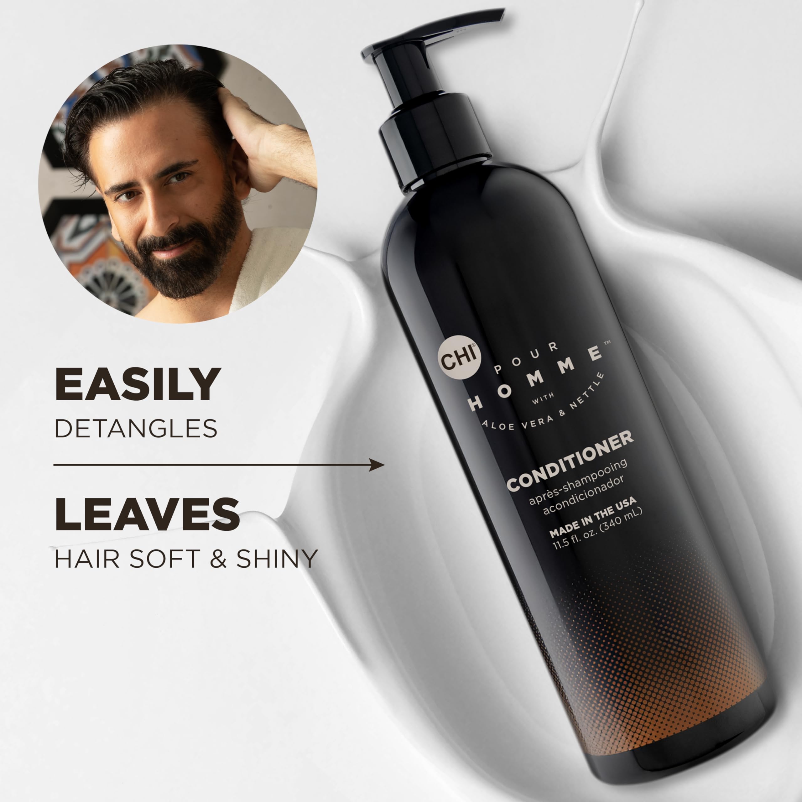 CHI Pour Homme: suaviza el frizz y mejora la manejabilidad.