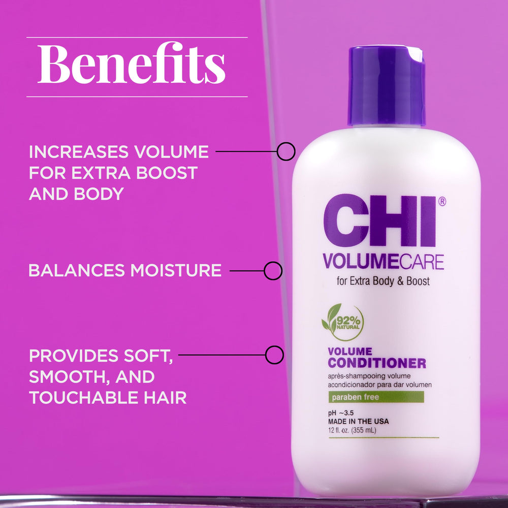 CHI VolumeCare Acondicionador: aplicación en manos para distribuir sin peso.