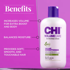 CHI VolumeCare Acondicionador: aplicación en manos para distribuir sin peso.
