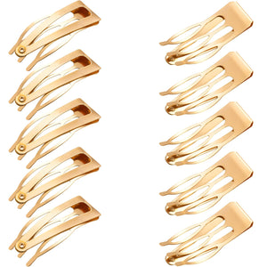 Clips Chinco de pelo con agarre doble, dorado, ideal para peinados rápidos.