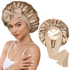 CHLINS Bonete Satin Dormir, banda elástica doble capa para ajuste cómodo y protección nocturna.
