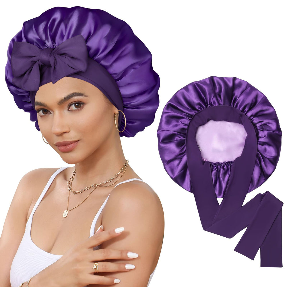 CHLINS bonete satin para dormir con banda elastica amplia protege el cabello durante la noche