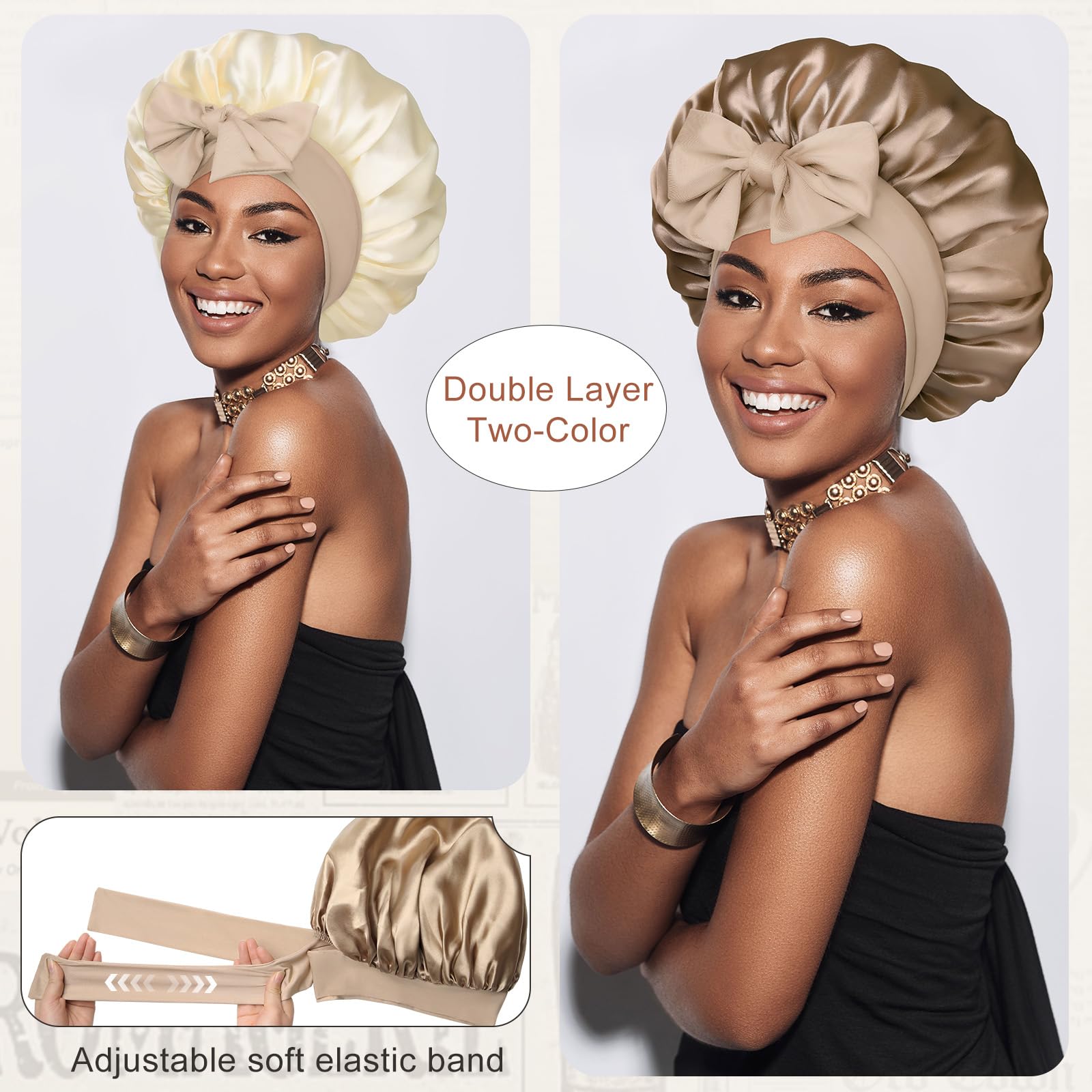 CHLINS Bonete Satin, textura suave para cabello más suave al despertar.