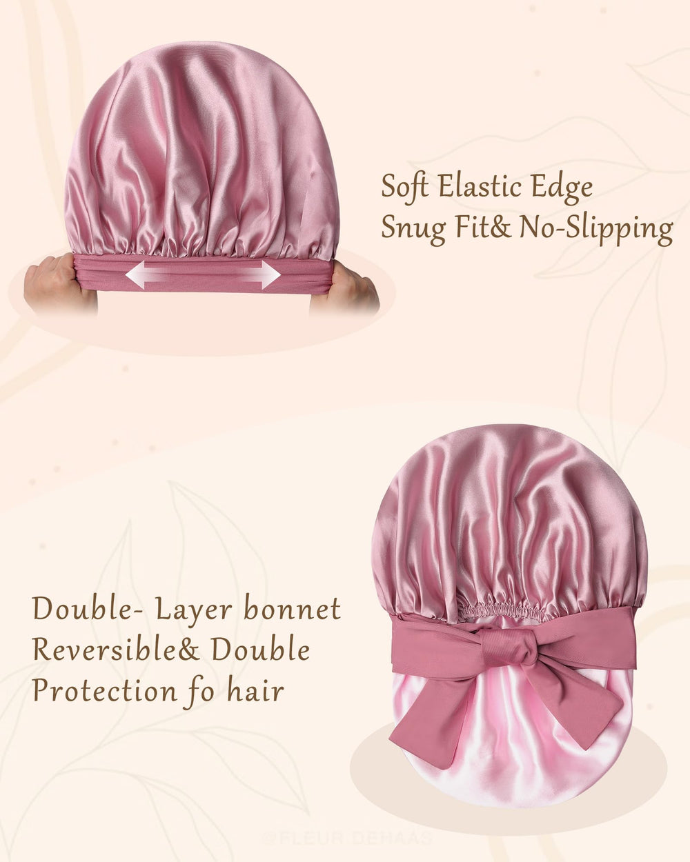 CHLINS bonete satén protege el cabello durante la noche y reduce fricción