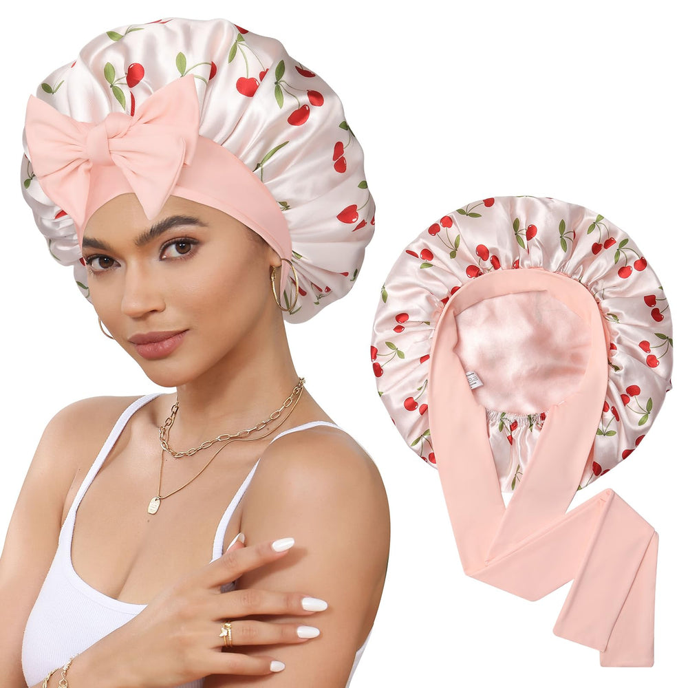 Gorro CHLINS de satén para dormir con banda elástica y ajuste cómodo.
