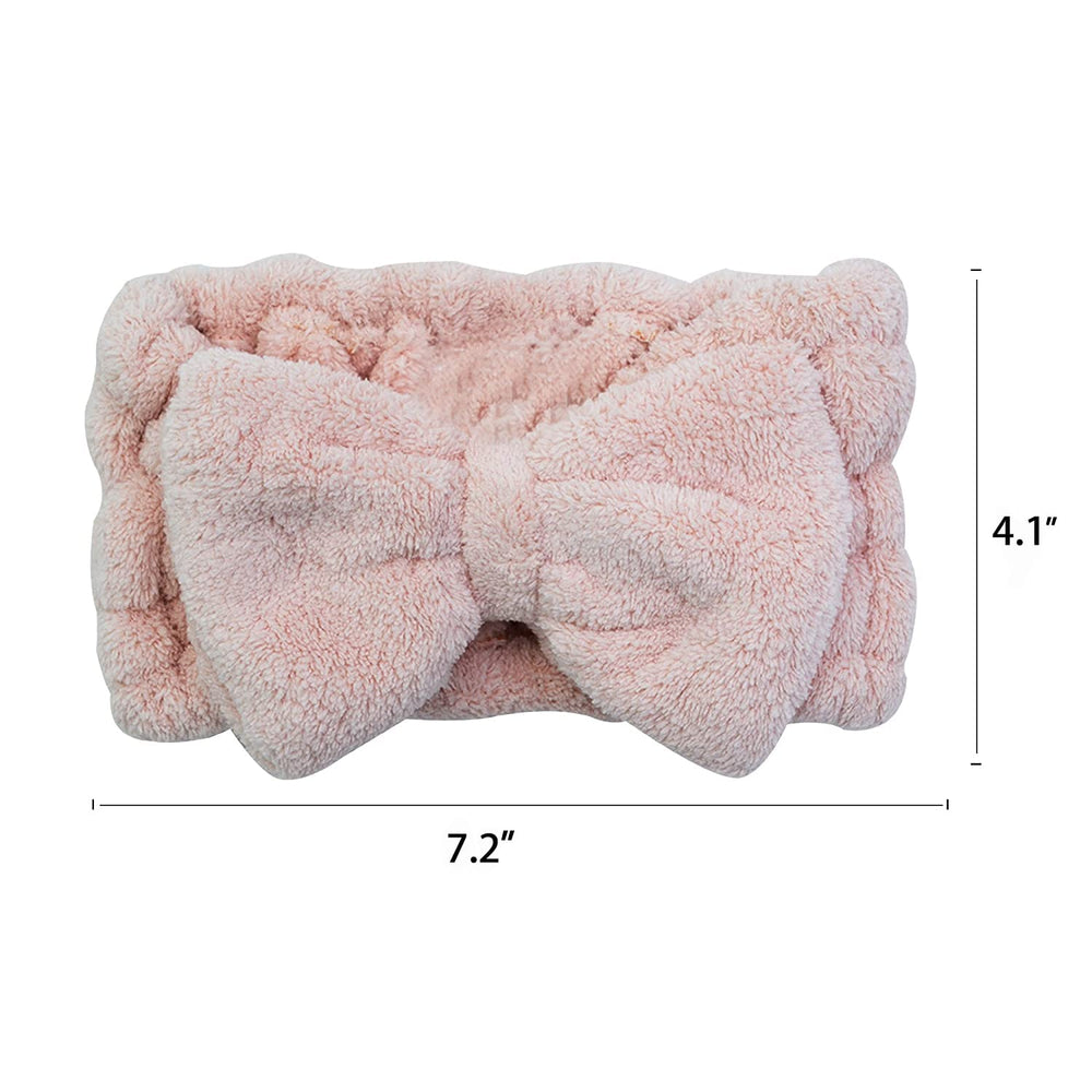 Diadema con lazo en rosa de Chloven para spa y cuidado facial cómodo.
