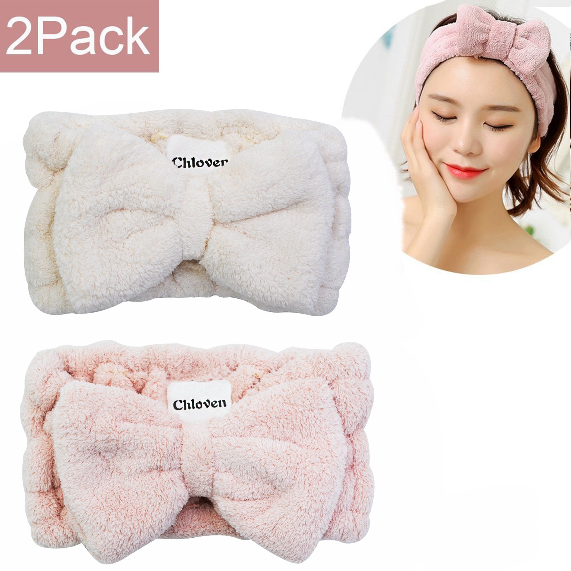 Diadema ajustable de microfibra Chloven para spa, yoga y ducha.