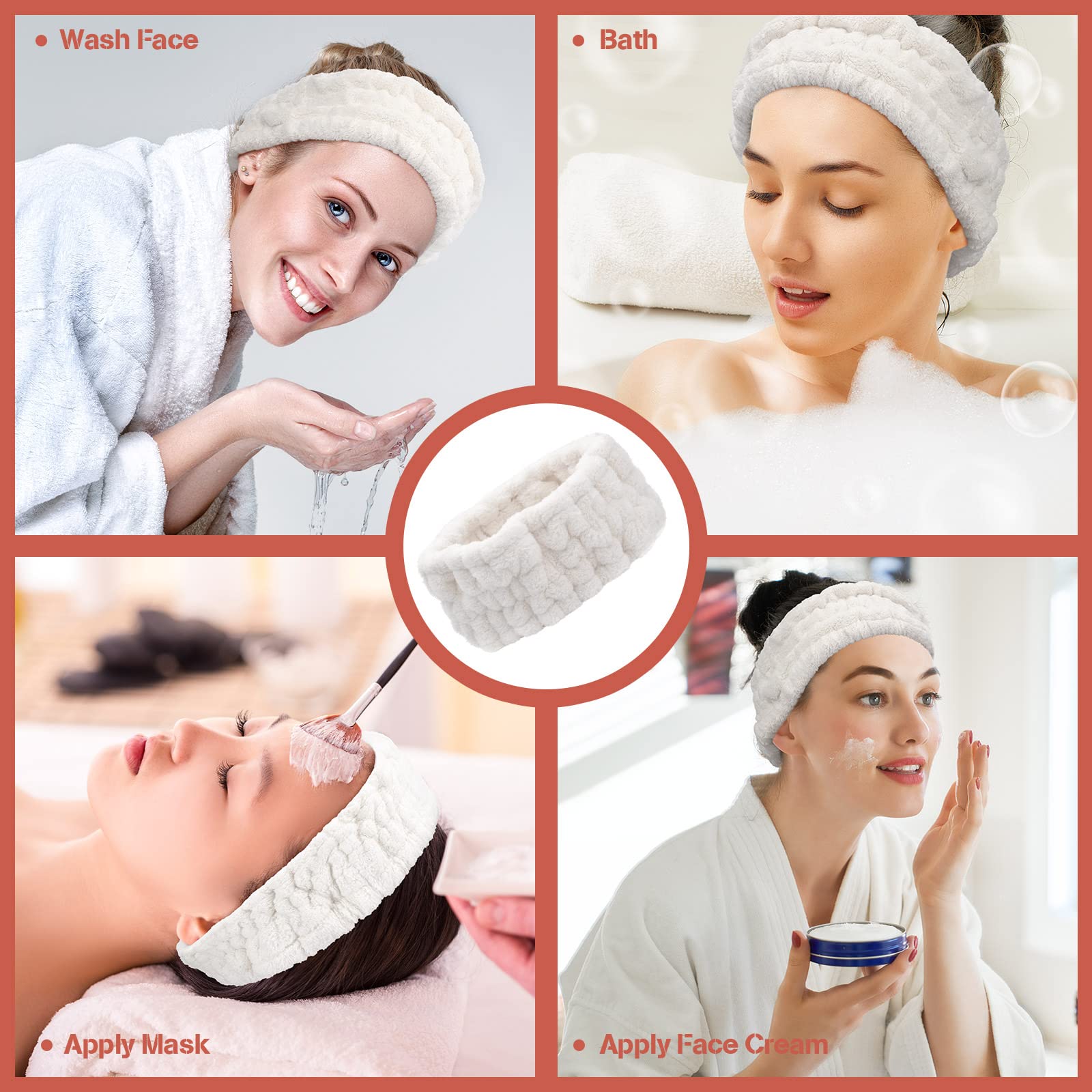 Juego de tres cintas blancas Chuangdi para niñas, cómodo y suave para maquillaje diario.