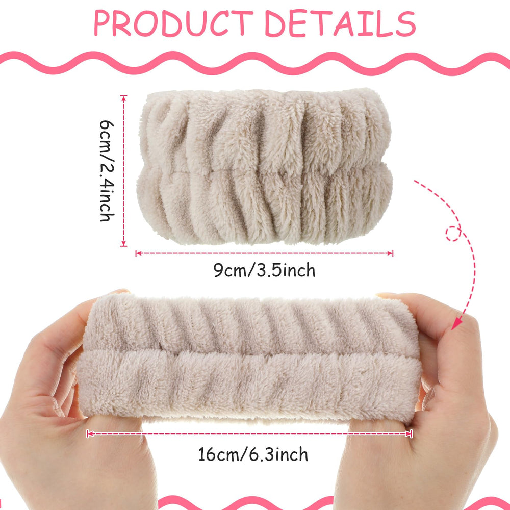 Pulseras absorbentes de Chuangdi en beige para secado cómodo durante el cuidado facial.