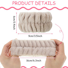 Pulseras absorbentes de Chuangdi en beige para secado cómodo durante el cuidado facial.