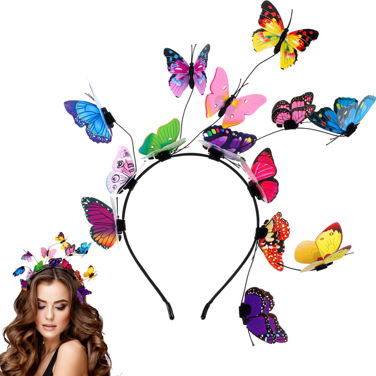 Diadema CIATBYYJ con mariposas ajustables para una apariencia cómoda y versátil.