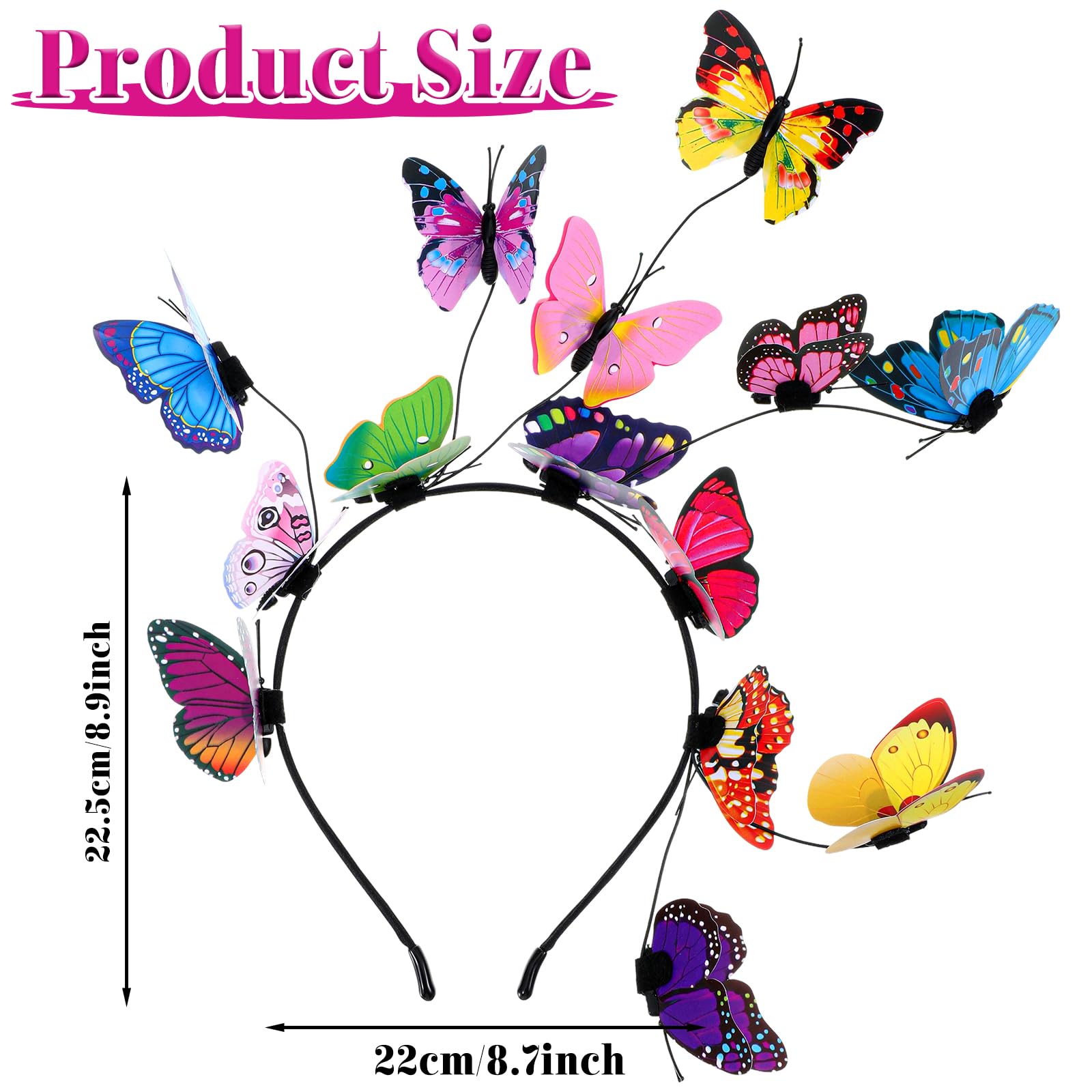 Diadema CIATBYYJ ligera con mariposas para uso prolongado.