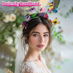 Diadema CIATBYYJ con mariposas realistas para celebraciones elegantes.