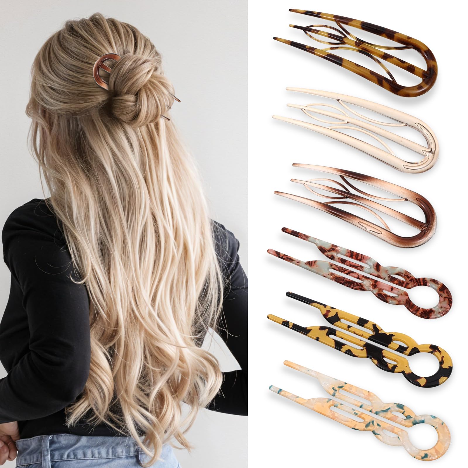 CIATBYYJ pin-frances-para-pelo, dos estilos, fijación duradera para todo el día.