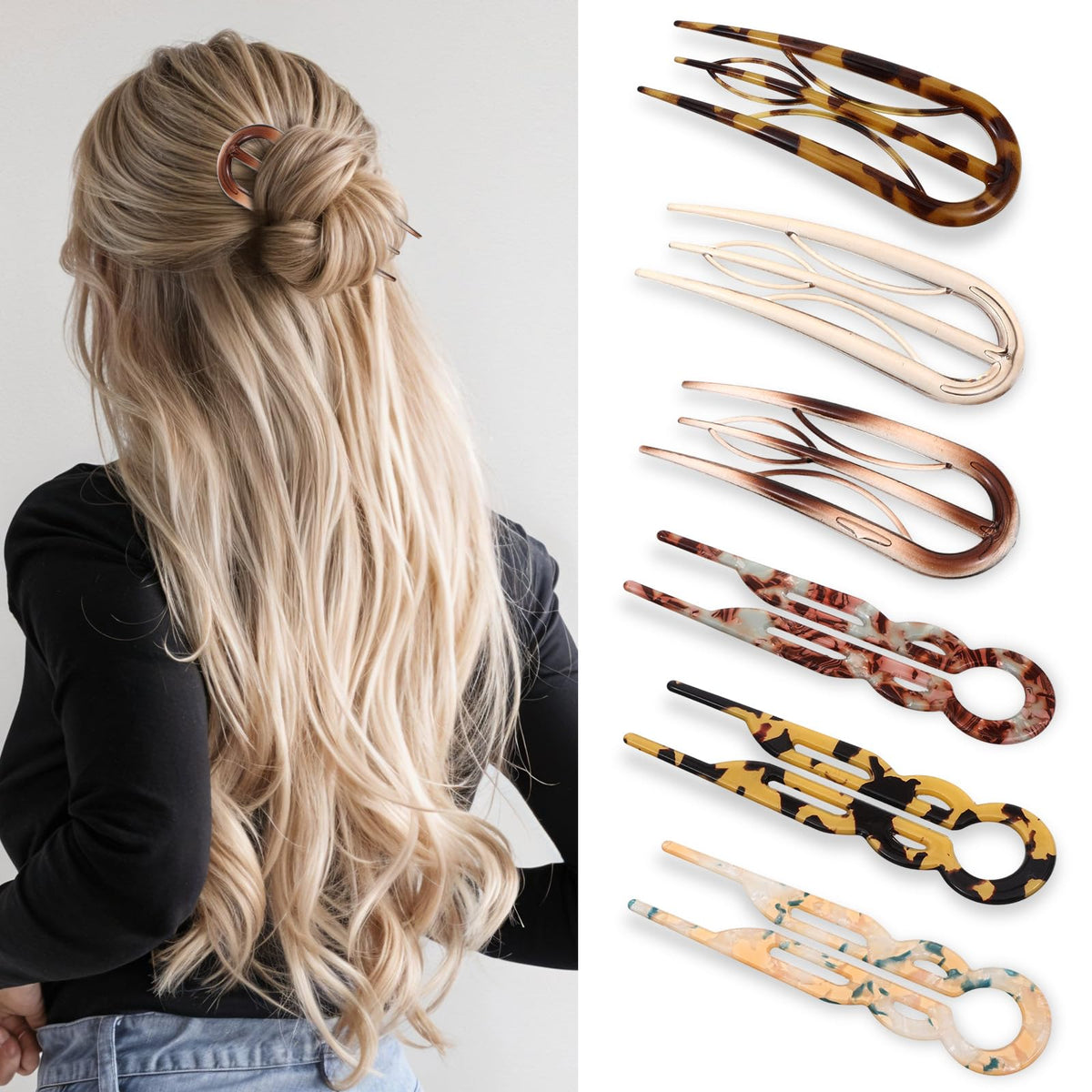 CIATBYYJ pin-frances-para-pelo, dos estilos, fijación duradera para todo el día.