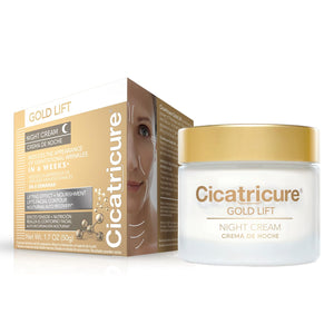 Cicatricure Gold Lift Night Cream en envase oro para cuidado nocturno hidratante.