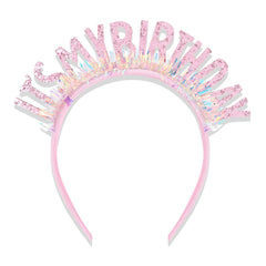 Diadema CIEHER rosa brillante para celebrar cumpleaños con estilo