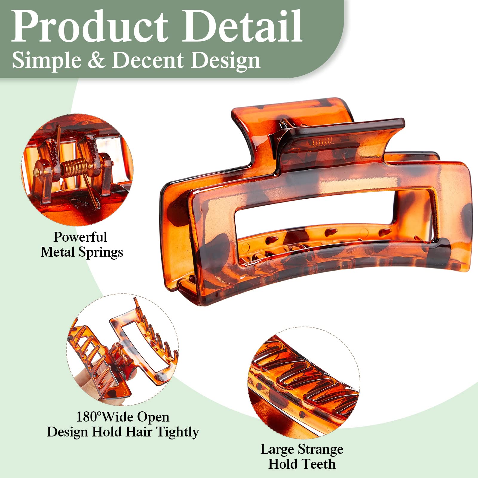 Pinzas para cabello Cindeer, clip rectangular multicolor, uso diario.