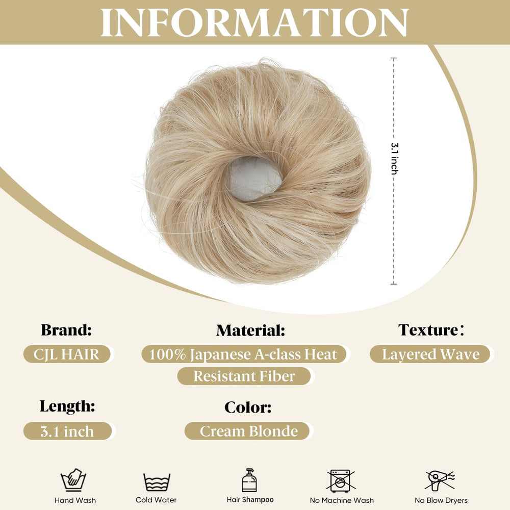 CJL HAIR 2Piezas: rizos sintéticos crema rubio para peinado rápido