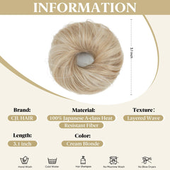 CJL HAIR 2Piezas: rizos sintéticos crema rubio para peinado rápido